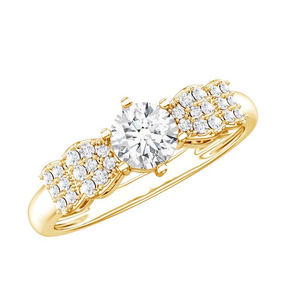 Rosec Jewels Certified Lab Diamond Promise Engagement Ring, 5 mm, EF-VS Quality - Ideal For Gift, 14K Yellow Gold, US 10.50