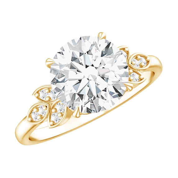 Rosec Jewels Certified Lab Grown 3 Carat Diamond Engagement Ring for Women - EF-VS Quality - Gift For Special Occasion, 10K Yellow Gold, US 3.00