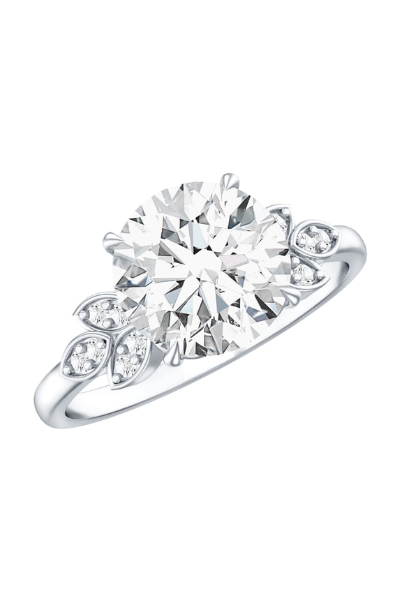 Certified Lab Grown 3 Carat Diamond Engagement Ring for Women - EF-VS Quality - Gift For Special Occasion, 925 Sterling Silver, US 4.00