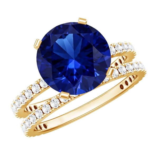 Rosec Jewels Certified Lab Grown Blue Sapphire 4 Carat Engagement Ring ...
