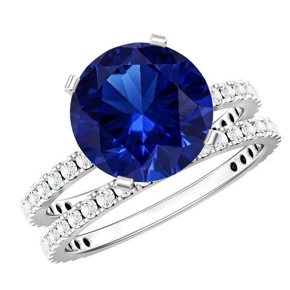 Rosec Jewels Certified Lab Grown Blue Sapphire 4 Carat Engagement Ring ...
