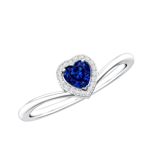 Silver Pickup Rings Rosec Jewels Certified Lab Grown Blue Sapphire Heart Promise Ring with ...
