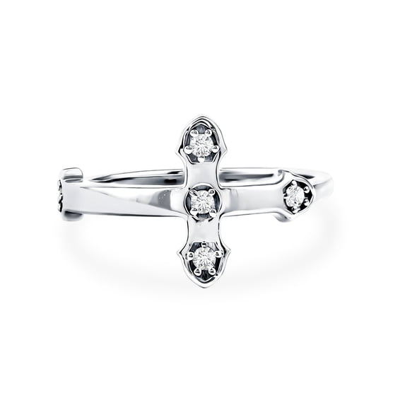 Rosec Jewels Certified Lab Grown Diamond Cross Ring - EF-VS Quality - Ready to Gift for Special Occasions, 18K White Gold, US 6.50