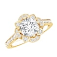 thumbnail image 1 of Rosec Jewels Certified Lab Grown Diamond Floral Engagement Ring 2Ct (8 mm, EF-VS Quality), 18K Yellow Gold, US 6.00, 1 of 8