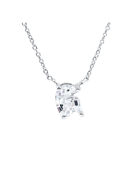Certified Lab Grown Diamond G Initial Necklace - 2 Carat - EF-VS Quality - Fancy Diamond Necklace for Women, 925 Sterling Silver