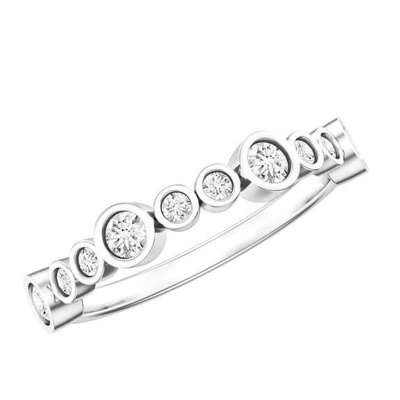 Rosec Jewels Lab Created Diamond Half Eternity Band Ring - EF- VS Quality Certified - Bezel Set Diamond Stackable Ring for Women, 925 Sterling Silver, US 4.00