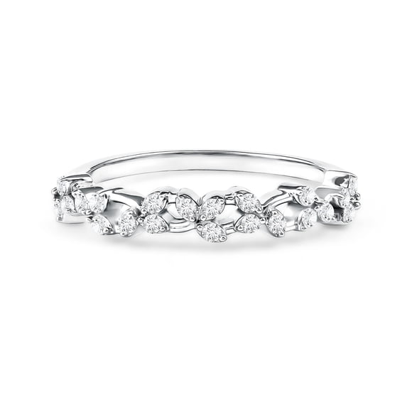 Rosec Jewels Certified Lab Grown Diamond Half Eternity Ring - EF- VS Quality - Diamond Promise Ring for Women - Ready to Gift, 14K White Gold, US 10.50