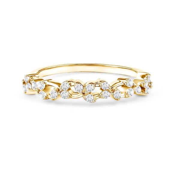Rosec Jewels Certified Lab Grown Diamond Half Eternity Ring - EF- VS Quality - Diamond Promise Ring for Women - Ready to Gift, 14K Yellow Gold, US 7.50