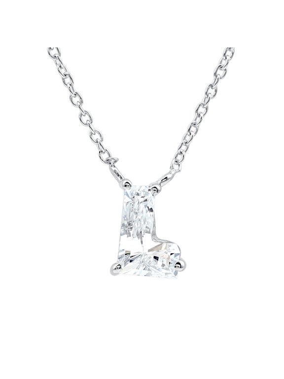 Certified Lab Grown Diamond Initial L Necklace - EF-VS Quality Fancy Diamond - 2 Carat - with Jewelry Box, 925 Sterling Silver