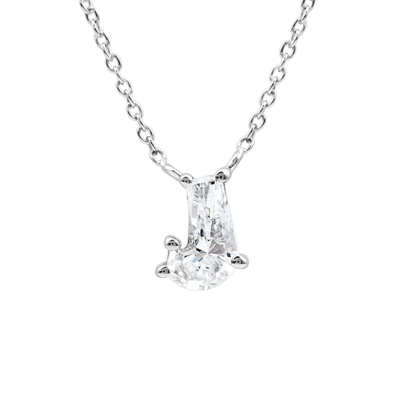 Rosec Jewels Certified Lab Grown Diamond J Initial Necklace for Women - 2 Carat - EF-VS Quality Fancy Diamond - Ready to Gift, 925 Sterling Silver
