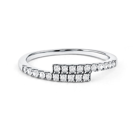 Rosec Jewels Certified Lab Grown Diamond Promise Ring - EF-VS Quality - Half Eternity Ring for Women - Ready to Gift, 10K White Gold, US 7.50