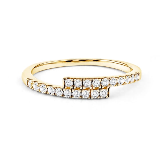 Rosec Jewels Certified Lab Grown Diamond Promise Ring - EF-VS Quality - Half Eternity Ring for Women - Ready to Gift, 14K Yellow Gold, US 6.50