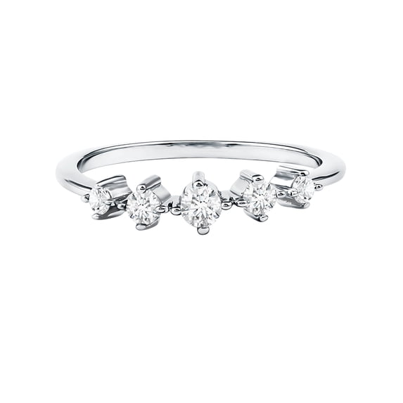Rosec Jewels Certified Lab Grown Diamond Promise Ring for Women - EF-VS Grade - 5 Stone Diamond Stackable Ring - with Jewelry Box, 925 Sterling Silver, US 4.00
