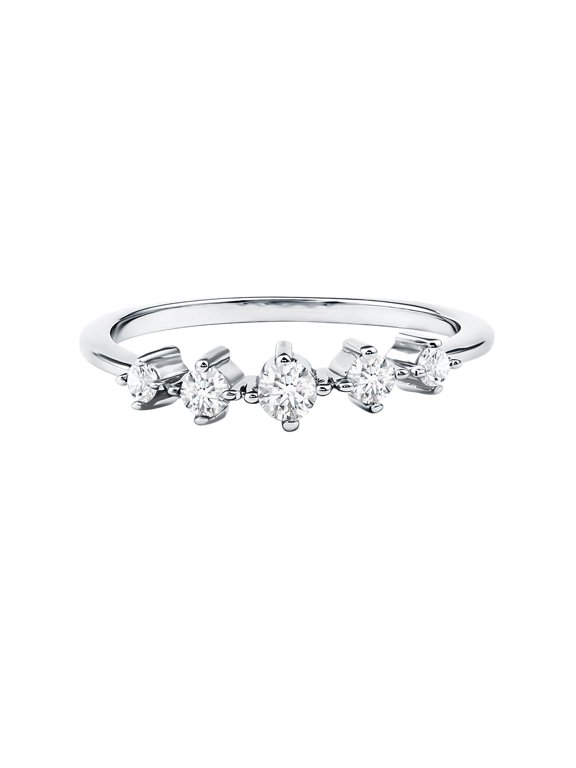 Certified Lab Grown Diamond Promise Ring for Women - EF-VS Grade - 5 Stone Diamond Stackable Ring - with Jewelry Box, 925 Sterling Silver, US 7.00