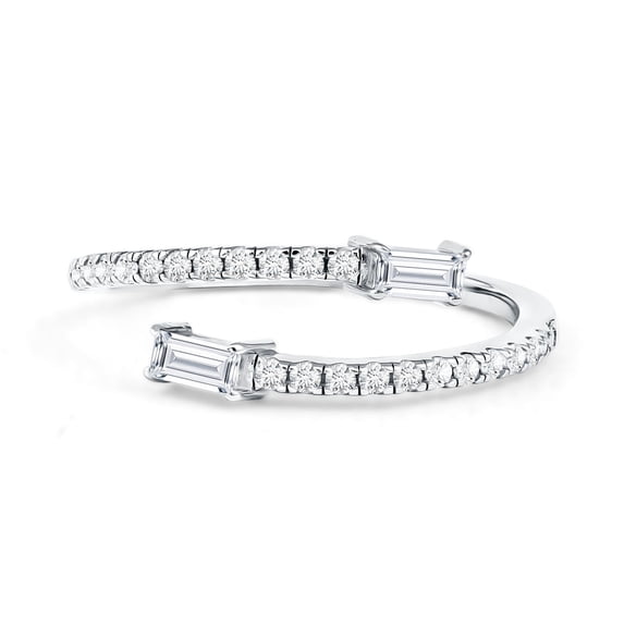 Rosec Jewels Certified Lab Grown Diamond Promise Ring for Women - EF-VS Grade - Diamond Wrap Ring - Ready to Gift with Jewelry Box, 925 Sterling Silver, US 4.00