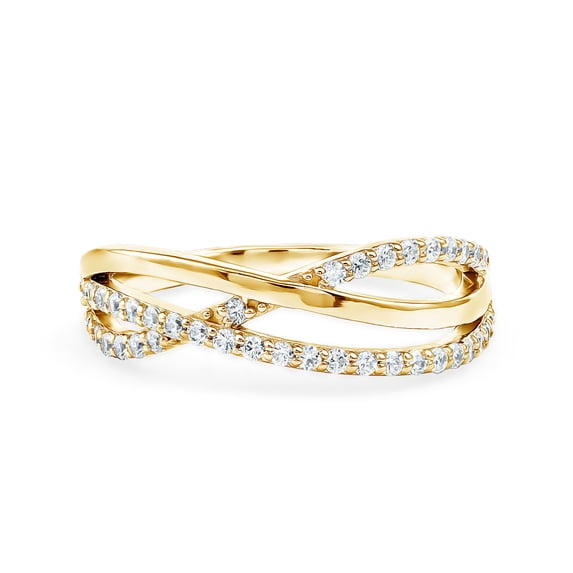 Rosec Jewels Certified Lab Grown Diamond Promise Ring for Women - Infinity Ring - EF Color VS Clarity - Gift for Special Occasions, 14K Yellow Gold, US 4.00