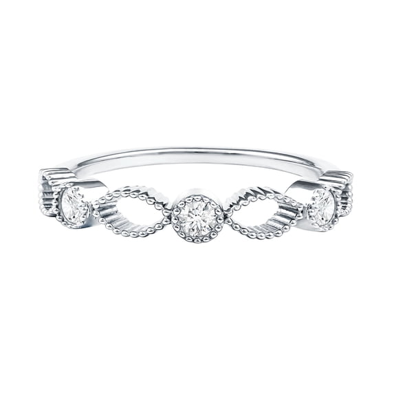 Rosec Jewels Certified Lab Grown Diamond Stackable Ring (EF-VS Quality) - Infinity Ring for Women - with Jewelry Box, 14K White Gold, US 7.00