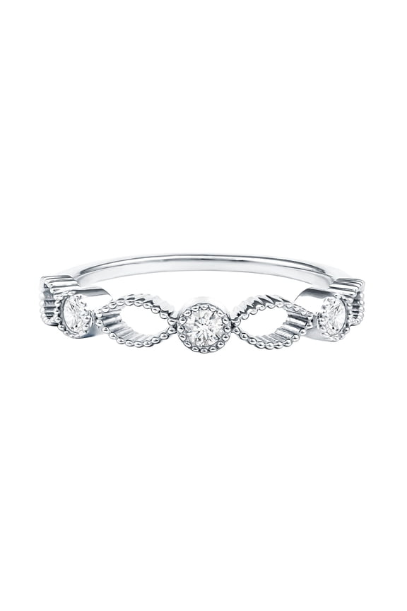 Certified Lab Grown Diamond Stackable Ring (EF-VS Quality) - Infinity Ring for Women - with Jewelry Box, 925 Sterling Silver, US 4.00