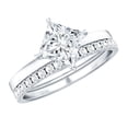 thumbnail image 1 of Rosec Jewels Certified Lab Grown Diamond Wedding Bridal Ring Set - 1 Carat Princess Cut Engagement Ring with Enhancer - EF-VS Grade, 10K White Gold, US 4.50, 1 of 8