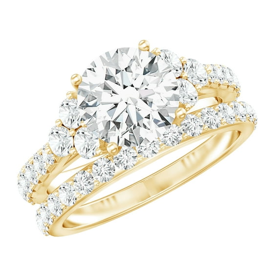 Rosec Jewels Certified Lab Grown Diamond Wedding Bridal Ring Set - 2 Carat Engagement Ring with Wedding Band - EF-VS Quality, 18K Yellow Gold, US 11.50