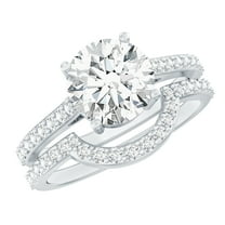 Rosec Jewels Certified Lab Grown Diamond Wedding Engagement Ring Set - 2 Carat Engagement Ring with Wedding Band - EF-VS Quality, 925 Sterling Silver, US 4.00