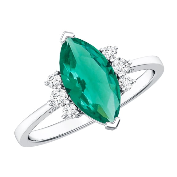 Rosec Jewels Certified Lab Grown Emerald Marquise Engagement Ring for Women - 2.5 Ct - Emerald Diamond Ring - Ready to Gift, 925 Sterling Silver, US 4.00