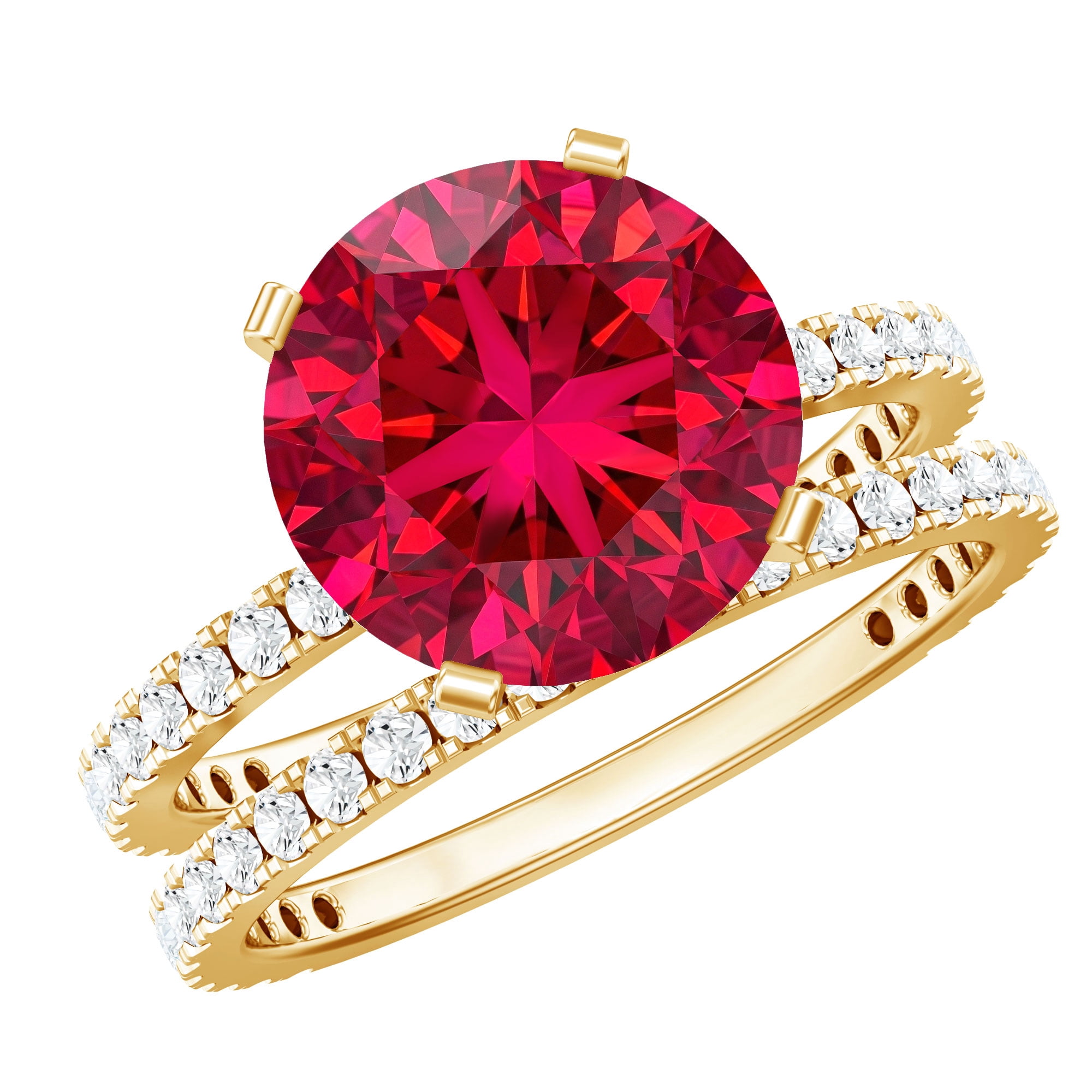 Rosec Jewels Certified Lab Grown Ruby 5 Carat Engagement Ring with ...