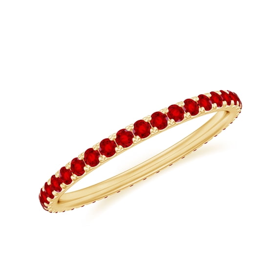 Rosec Jewels Certified Lab Grown Ruby Eternity Ring for Women - AAAA Quality Ruby Stackable Ring - Ready to Gift for Valentines, 14K Yellow Gold, US 10.00