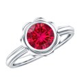 thumbnail image 1 of Rosec Jewels Certified 1 Carat Lab Grown Ruby Engagement Ring (AAAA Quality) - Bezel Set Ruby Flower Ring - with Jewelry Box, 14K White Gold, US 13.00, 1 of 8