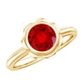 thumbnail image 1 of Rosec Jewels Certified 1 Carat Lab Grown Ruby Engagement Ring (AAAA Quality) - Bezel Set Ruby Flower Ring - with Jewelry Box, 18K Yellow Gold, US 7.00, 1 of 8