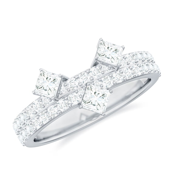 Rosec Jewels Certified Moissanite Anniversary Band Ring - Designer Ring for Women - D-VS1 Quality, 925 Sterling Silver, US 4.00