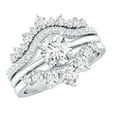 thumbnail image 1 of Rosec Jewels Certified Moissanite 3 Piece Wedding Ring Set for Women - Moissanite Engagement Ring with Enhancer - D-VS1 Quality, 925 Sterling Silver, US 9.50, 1 of 8