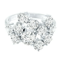 Rosec Jewels Certified Moissanite Cluster Ring - Sterling Silver Moissanite Ring - D-VS1 Quality Certified Ring for Valentines Day, US 8.50