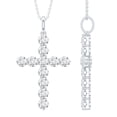 thumbnail image 1 of Rosec Jewels - Certified Moissanite Cross Necklace Pendant with Chain (D-VS1 Quality) - Womens Ready to Gift for Christmas, 925 Sterling Silver, 1 of 8