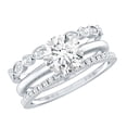 thumbnail image 1 of Rosec Jewels Certified Moissanite Engagement Ring Set with Bands , Wedding Set of 3 - D-VS1 Quality, 925 Sterling Silver, US 4.00, 1 of 9