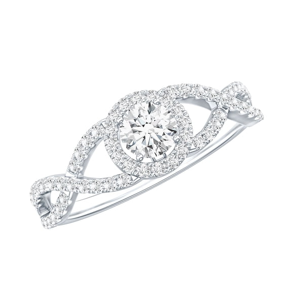 Rosec Jewels Certified Moissanite Engagement Ring for Women - D-VS1 Quality Moissanite Criss Cross Ring, 925 Sterling Silver, US 4.00