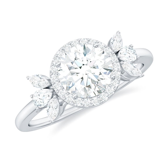 Rosec Jewels Certified Moissanite Engagement Ring for Women - D-VS1 Grade (6 mm Round, 1 Carat) -Ready to Gift, 18K White Gold, US 3.50