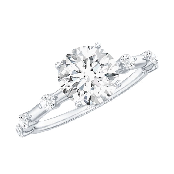 Rosec Jewels Certified Moissanite Round Engagement Ring 1 Carat - 7 mm - Solitaire Ring - D-VS1 Quality, 10K White Gold, US 8.00