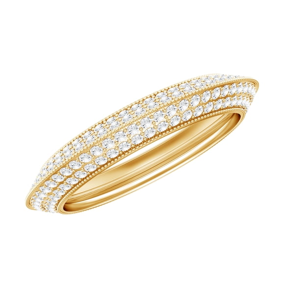 Rosec Jewels Moissanite Eternity Band for Women - Certified Moissanite Wedding Band - D-VS1 Quality - with Jewelry Box, 10K Yellow Gold, US 5.00
