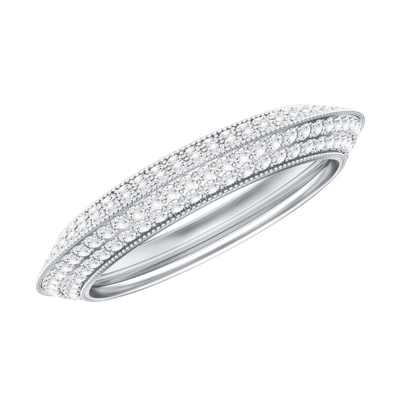 Rosec Jewels Moissanite Eternity Band for Women - Certified Moissanite Wedding Band - D-VS1 Quality - with Jewelry Box, 925 Sterling Silver, US 5.50