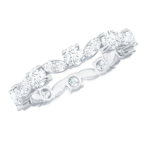 Rosec Jewels Certified Moissanite Eternity Ring for Women (1.75 CT, D-VS1 Quality), 925 Sterling Silver, US 4.00