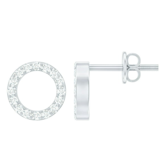 Rosec Jewels Certified Moissanite Eternity Stud Earrings for Women (D Color VS1 Clarity), 18K White Gold