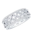 thumbnail image 1 of Rosec Jewels Certified Moissanite Wedding Band for Women (D-VS1 Quality) Wide Floral Band Ring for Bride - with Jewelry Box, 18K White Gold, US 10.00, 1 of 7