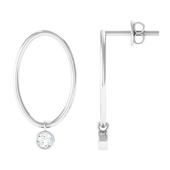 Rosec Jewels Certified Moissanite Front Facing Hoop Drop Earrings for Women (D-VS1 Quality), 925 Sterling Silver