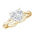 thumbnail image 1 of Rosec Jewels Certified Moissanite Heart Engagement Ring 2 Carat - Braided Ring for Women - 8 mm - D-VS1 Quality, 18K Yellow Gold, US 7.00, 1 of 8