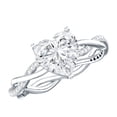 thumbnail image 1 of Rosec Jewels Certified Moissanite Heart Engagement Ring 2 Carat - Braided Ring for Women - 8 mm - D-VS1 Quality, 925 Sterling Silver, US 4.00, 1 of 8