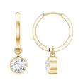 thumbnail image 1 of Rosec Jewels Certified Moissanite Hoop Drop Earrings for Women (2 Carat, 6 mm, D-VS1 Quality) - Bezel Set Earrings with Jewelry Box, 10K Yellow Gold, 1 of 7