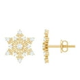 thumbnail image 1 of Rosec Jewels Moissanite Snowflake Stud Earrings for Women (D-Vs1 Quality) - with Screw Back - Ready to Gift for Christmas, 10K Yellow Gold, 1 of 8