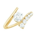 thumbnail image 1 of Rosec Jewels Certified Moissanite Solitaire Bypass Ring for Women (D-VS1 Quality), 14K Yellow Gold, US 4.00, 1 of 9