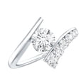 thumbnail image 1 of Rosec Jewels Certified Moissanite Solitaire Bypass Ring for Women (D-VS1 Quality), 18K White Gold, US 6.00, 1 of 8